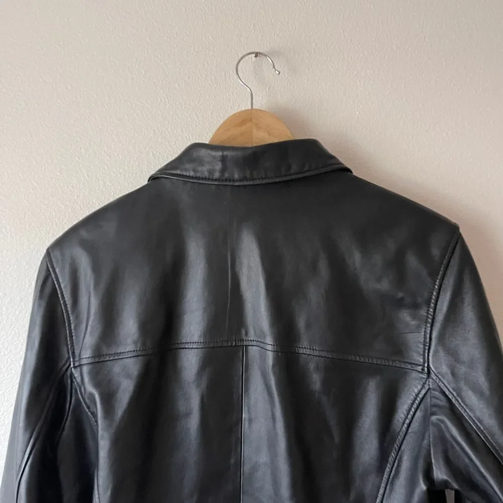 Vintage Sonoma Lambskin Piel Leather 90s Y2K Button-Front Leather‎ Jacket - Picture 9 of 10